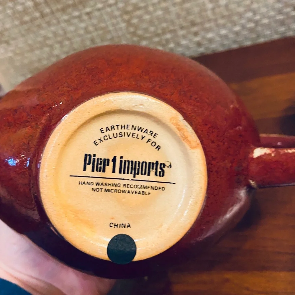 🌟HP🌟Pier 1 Red Stoneware Tea Pot Cups